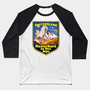 Matterhorn Switzerland Vintage Travel Baseball T-Shirt